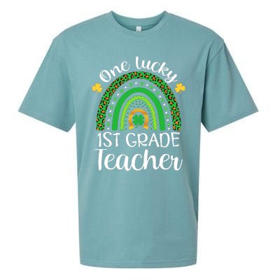 One Lucky 1st Grade Teacher St Patricks Day Teacher Rainbow Graphic Plus Size Sueded Cloud Jersey T-Shirt