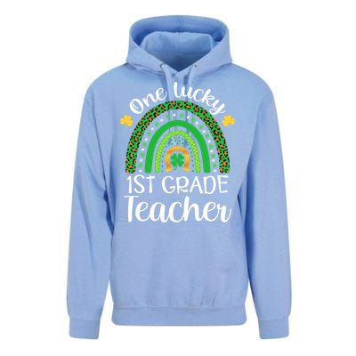 One Lucky 1st Grade Teacher St Patricks Day Teacher Rainbow Graphic Plus Size Unisex Surf Hoodie