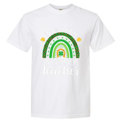 One Lucky 1st Grade Teacher St Patricks Day Teacher Rainbow Graphic Plus Size Garment-Dyed Heavyweight T-Shirt