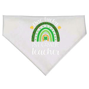 One Lucky 1st Grade Teacher St Patricks Day Teacher Rainbow Graphic Plus Size USA-Made Doggie Bandana