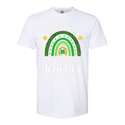 One Lucky 1st Grade Teacher St Patricks Day Teacher Rainbow Graphic Plus Size Softstyle CVC T-Shirt