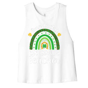 One Lucky 1st Grade Teacher St Patricks Day Teacher Rainbow Graphic Plus Size Women's Racerback Cropped Tank