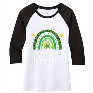 One Lucky 1st Grade Teacher St Patricks Day Teacher Rainbow Graphic Plus Size Women's Tri-Blend 3/4-Sleeve Raglan Shirt