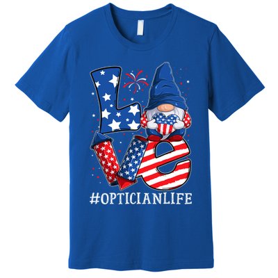 Optician Love 4th Of July Gnome Usa Patriotic Gift Premium T-Shirt