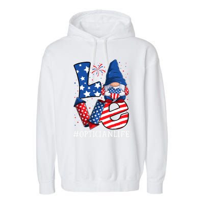 Optician Love 4th Of July Gnome Usa Patriotic Gift Garment-Dyed Fleece Hoodie