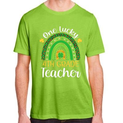 One Lucky 4th Grade Teacher St Patricks Day Teacher Rainbow Graphic Plus Size Adult ChromaSoft Performance T-Shirt