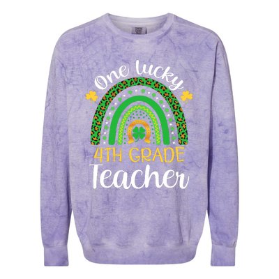 One Lucky 4th Grade Teacher St Patricks Day Teacher Rainbow Graphic Plus Size Colorblast Crewneck Sweatshirt