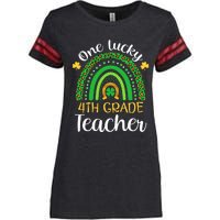 One Lucky 4th Grade Teacher St Patricks Day Teacher Rainbow Graphic Plus Size Enza Ladies Jersey Football T-Shirt