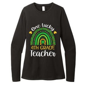 One Lucky 4th Grade Teacher St Patricks Day Teacher Rainbow Graphic Plus Size Womens CVC Long Sleeve Shirt