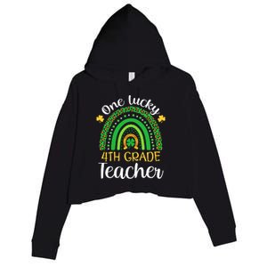 One Lucky 4th Grade Teacher St Patricks Day Teacher Rainbow Graphic Plus Size Crop Fleece Hoodie