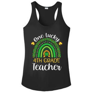 One Lucky 4th Grade Teacher St Patricks Day Teacher Rainbow Graphic Plus Size Ladies PosiCharge Competitor Racerback Tank