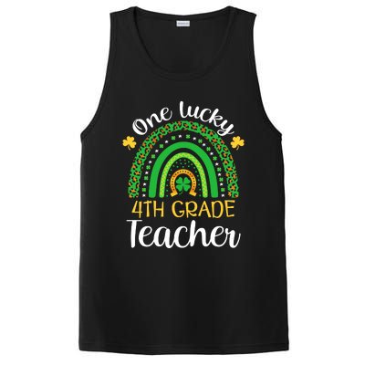 One Lucky 4th Grade Teacher St Patricks Day Teacher Rainbow Graphic Plus Size PosiCharge Competitor Tank