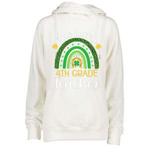 One Lucky 4th Grade Teacher St Patricks Day Teacher Rainbow Graphic Plus Size Womens Funnel Neck Pullover Hood