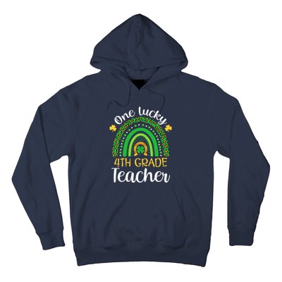 One Lucky 4th Grade Teacher St Patricks Day Teacher Rainbow Graphic Plus Size Hoodie