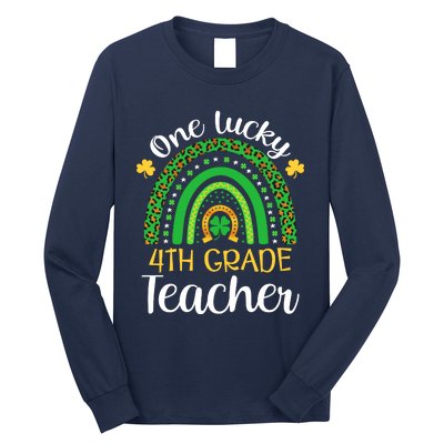 One Lucky 4th Grade Teacher St Patricks Day Teacher Rainbow Graphic Plus Size Long Sleeve Shirt