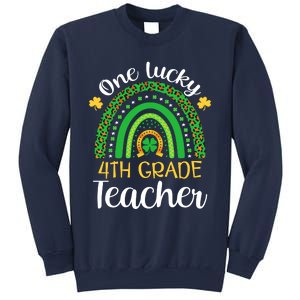 One Lucky 4th Grade Teacher St Patricks Day Teacher Rainbow Graphic Plus Size Sweatshirt