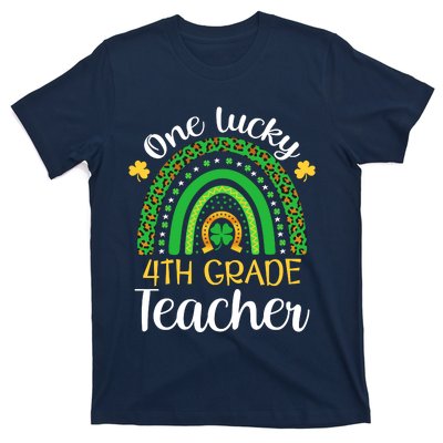 One Lucky 4th Grade Teacher St Patricks Day Teacher Rainbow Graphic Plus Size T-Shirt