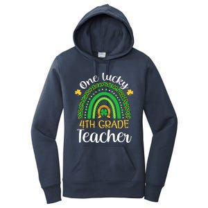 One Lucky 4th Grade Teacher St Patricks Day Teacher Rainbow Graphic Plus Size Women's Pullover Hoodie