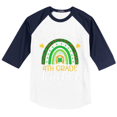 One Lucky 4th Grade Teacher St Patricks Day Teacher Rainbow Graphic Plus Size Baseball Sleeve Shirt