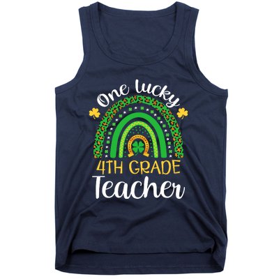 One Lucky 4th Grade Teacher St Patricks Day Teacher Rainbow Graphic Plus Size Tank Top