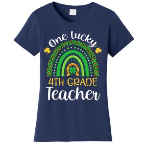 One Lucky 4th Grade Teacher St Patricks Day Teacher Rainbow Graphic Plus Size Women's T-Shirt