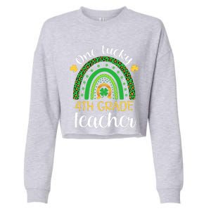 One Lucky 4th Grade Teacher St Patricks Day Teacher Rainbow Graphic Plus Size Cropped Pullover Crew