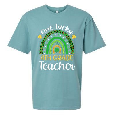 One Lucky 4th Grade Teacher St Patricks Day Teacher Rainbow Graphic Plus Size Sueded Cloud Jersey T-Shirt