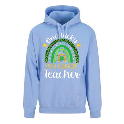 One Lucky 4th Grade Teacher St Patricks Day Teacher Rainbow Graphic Plus Size Unisex Surf Hoodie