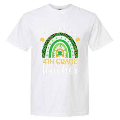 One Lucky 4th Grade Teacher St Patricks Day Teacher Rainbow Graphic Plus Size Garment-Dyed Heavyweight T-Shirt