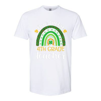 One Lucky 4th Grade Teacher St Patricks Day Teacher Rainbow Graphic Plus Size Softstyle® CVC T-Shirt