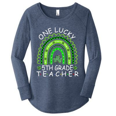 One Lucky 5th Grade Teacher Rainbow Leopard Lucky Patricks Great Gift Women's Perfect Tri Tunic Long Sleeve Shirt