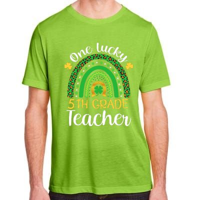 One Lucky 5th Grade Teacher St Patricks Day Teacher Rainbow Graphic Plus Size Adult ChromaSoft Performance T-Shirt