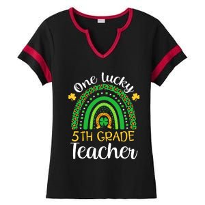 One Lucky 5th Grade Teacher St Patricks Day Teacher Rainbow Graphic Plus Size Ladies Halftime Notch Neck Tee