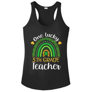 One Lucky 5th Grade Teacher St Patricks Day Teacher Rainbow Graphic Plus Size Ladies PosiCharge Competitor Racerback Tank