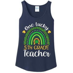 One Lucky 5th Grade Teacher St Patricks Day Teacher Rainbow Graphic Plus Size Ladies Essential Tank