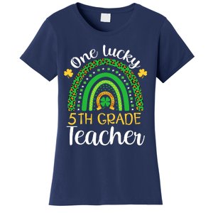 One Lucky 5th Grade Teacher St Patricks Day Teacher Rainbow Graphic Plus Size Women's T-Shirt