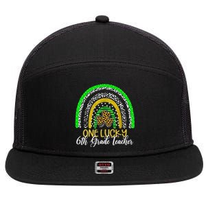 One Lucky 6th Grade Teacher St Patricks Day Rainbow Gift 7 Panel Mesh Trucker Snapback Hat