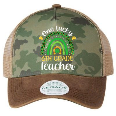 One Lucky 6th Grade Teacher St Patricks Day Teacher Rainbow Graphic Plus Size Legacy Tie Dye Trucker Hat