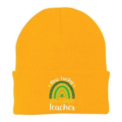 One Lucky 6th Grade Teacher St Patricks Day Teacher Rainbow Graphic Plus Size Knit Cap Winter Beanie