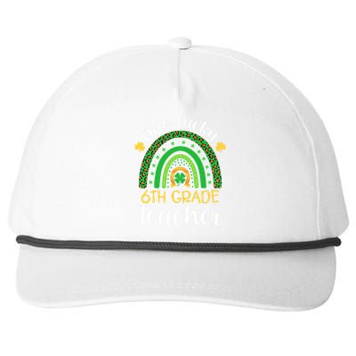 One Lucky 6th Grade Teacher St Patricks Day Teacher Rainbow Graphic Plus Size Snapback Five-Panel Rope Hat