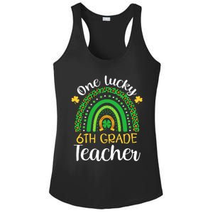 One Lucky 6th Grade Teacher St Patricks Day Teacher Rainbow Graphic Plus Size Ladies PosiCharge Competitor Racerback Tank