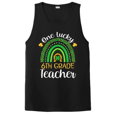 One Lucky 6th Grade Teacher St Patricks Day Teacher Rainbow Graphic Plus Size PosiCharge Competitor Tank