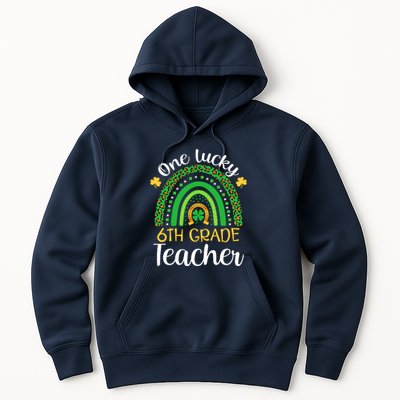 One Lucky 6th Grade Teacher St Patricks Day Teacher Rainbow Graphic Plus Size Hoodie