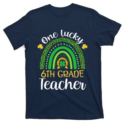 One Lucky 6th Grade Teacher St Patricks Day Teacher Rainbow Graphic Plus Size T-Shirt