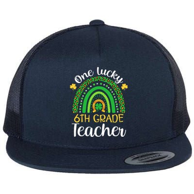 One Lucky 6th Grade Teacher St Patricks Day Teacher Rainbow Graphic Plus Size Flat Bill Trucker Hat