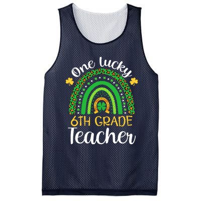 One Lucky 6th Grade Teacher St Patricks Day Teacher Rainbow Graphic Plus Size Mesh Reversible Basketball Jersey Tank