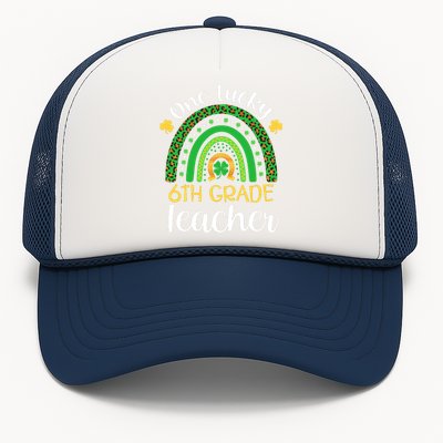 One Lucky 6th Grade Teacher St Patricks Day Teacher Rainbow Graphic Plus Size Trucker Hat