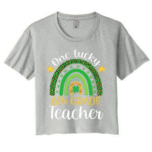 One Lucky 6th Grade Teacher St Patricks Day Teacher Rainbow Graphic Plus Size Women's Crop Top Tee