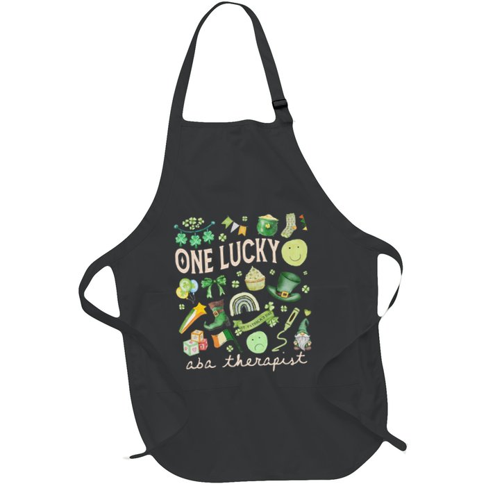 One Lucky Aba Therapist St Patricks Day Behavior Analysis Full-Length Apron With Pockets