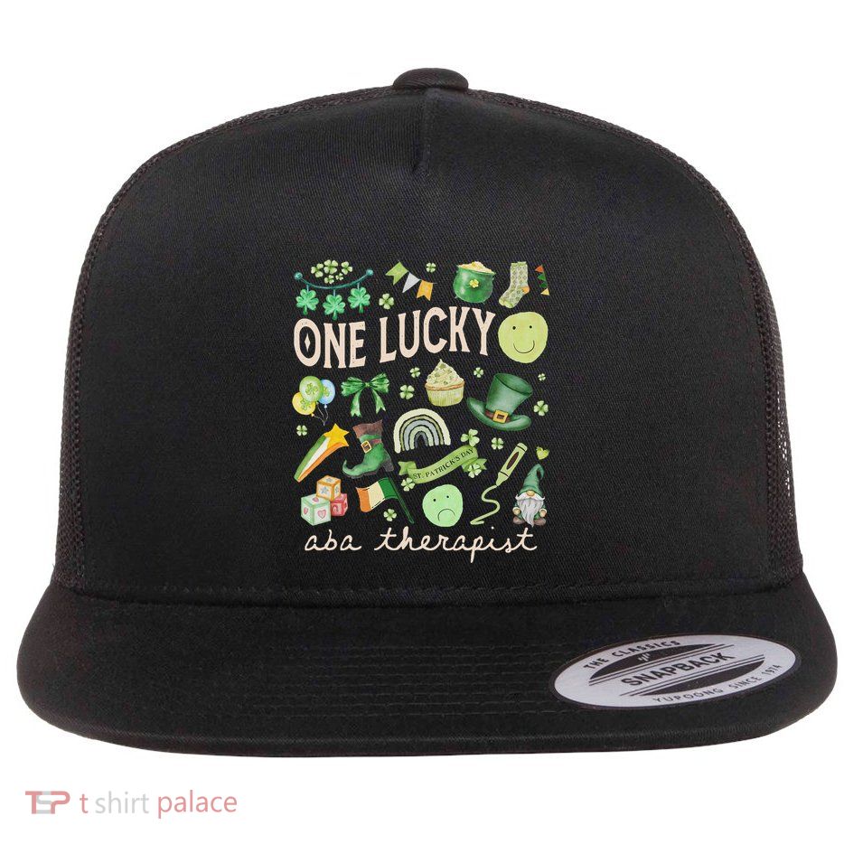 One Lucky Aba Therapist St Patricks Day Behavior Analysis Flat Bill Trucker Hat
